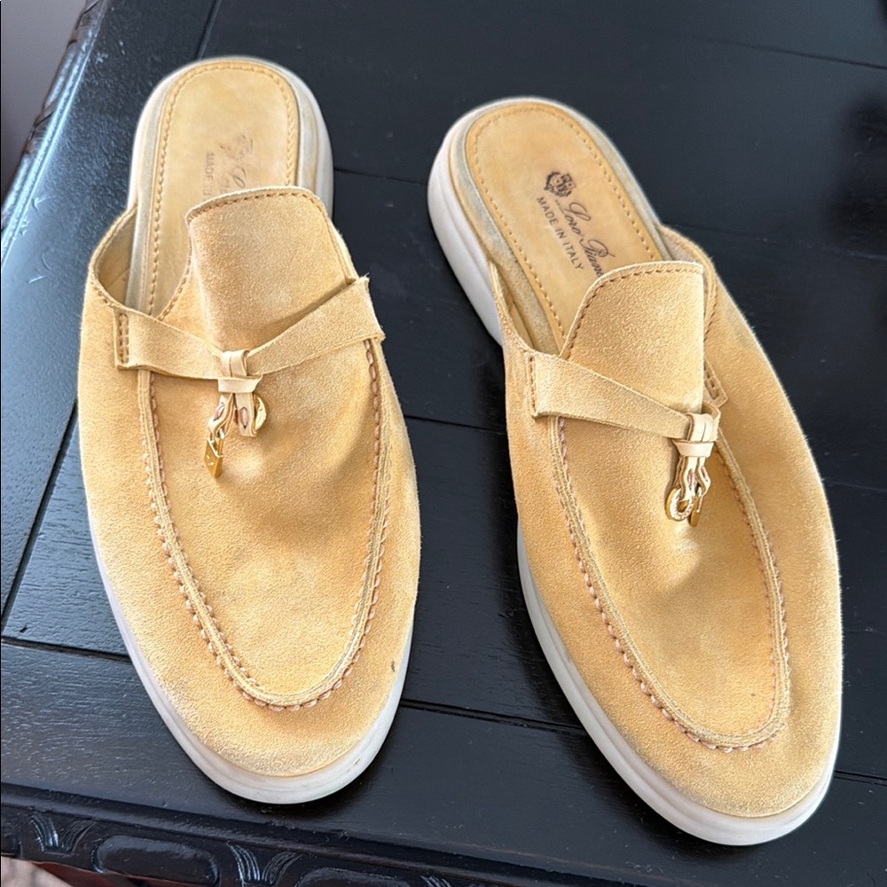 Suede Slip-On Loafers in Mustard Yellow - Women's Flats